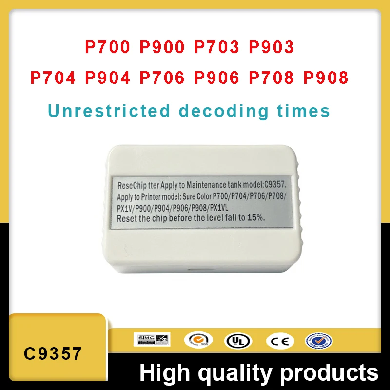 C9357 SCMB1 Сброс чипа резервуара для отработанных чернил для принтера Epson SC-P700 SC-P704 SC-P706 SC-P708 SC-P900 P904 P906 SC-P908 PX1V PX1VL
C9357 SCMB1 Сброс чипа резервуара для отработанных чернил для принтера Epson SC-P700 SC-P704 SC-P706 SC-P708 SC-P900 P904 P906 SC-P908 PX1V PX1VL