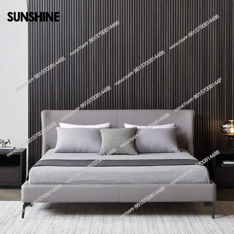 Italian minimalist top-layer leather double bed modern light luxury solid wood wedding bed
Italian minimalist top-layer leather double bed modern light luxury solid wood wedding bed