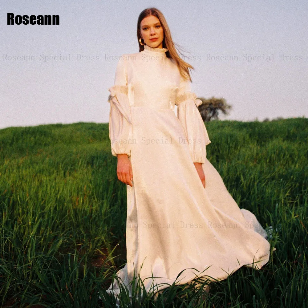 Muslim 2024 Ivory High Collar A-line Wedding Dresses Draped Pleat Full Satin Floor Length Bride Dress Brush Train robe de mariée
Muslim 2024 Ivory High Collar A-line Wedding Dresses Draped Pleat Full Satin Floor Length Bride Dress Brush Train robe de mariée