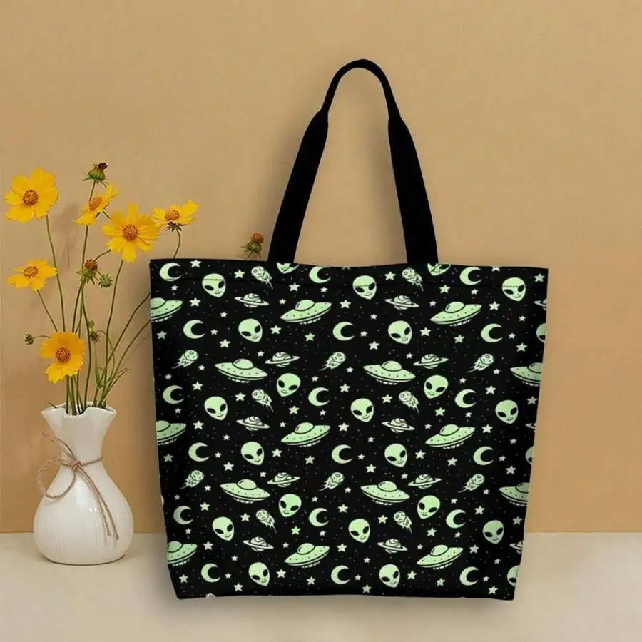 Glow In The Dark Alien UFO Print Tote Bag For Women Casual Shopping Shoulder Bag
Glow In The Dark Alien UFO Print Tote Bag For Women Casual Shopping Shoulder Bag