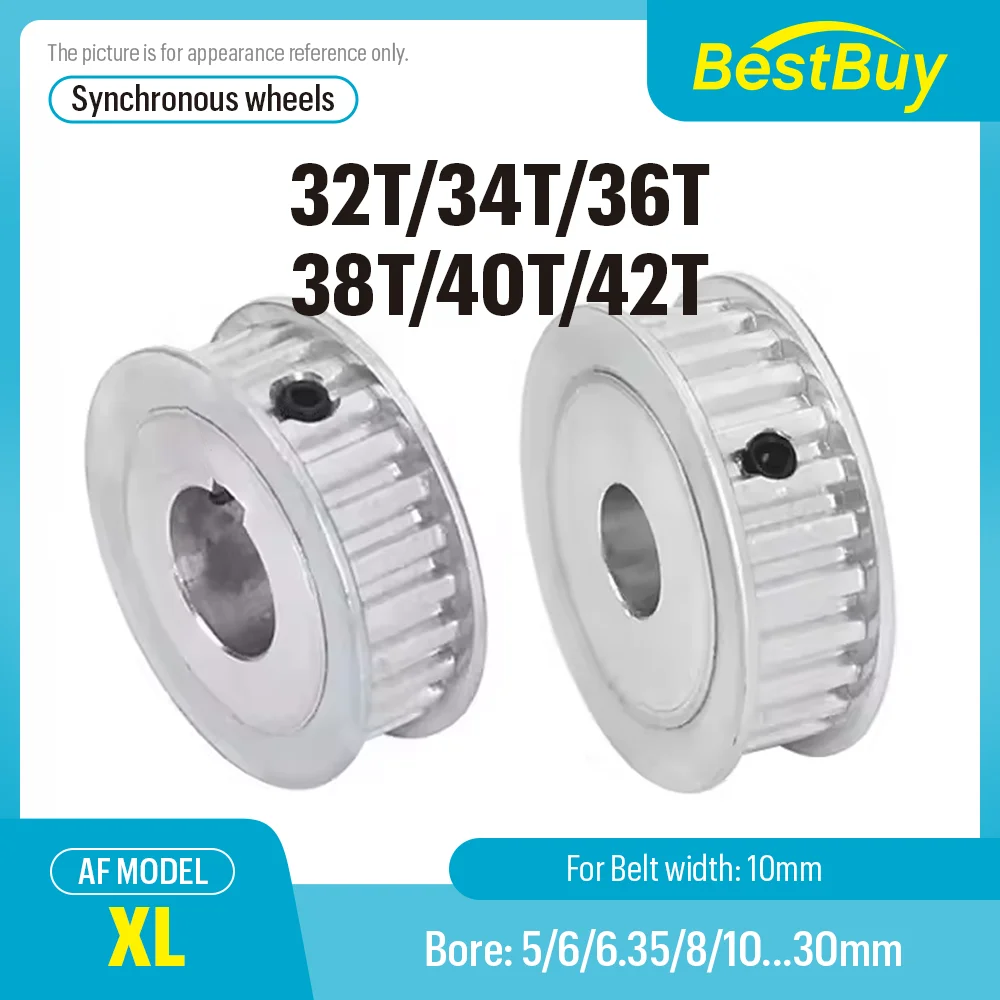 XL 32T/34T/36T/38T/40T/42 Teeth Synchronous Timing Pulley Bore 5/6/6.35-30 for Width 10mm Belt XL Timing Pulley AF Type
XL 32T/34T/36T/38T/40T/42 Teeth Synchronous Timing Pulley Bore 5/6/6.35-30 for Width 10mm Belt XL Timing Pulley AF Type