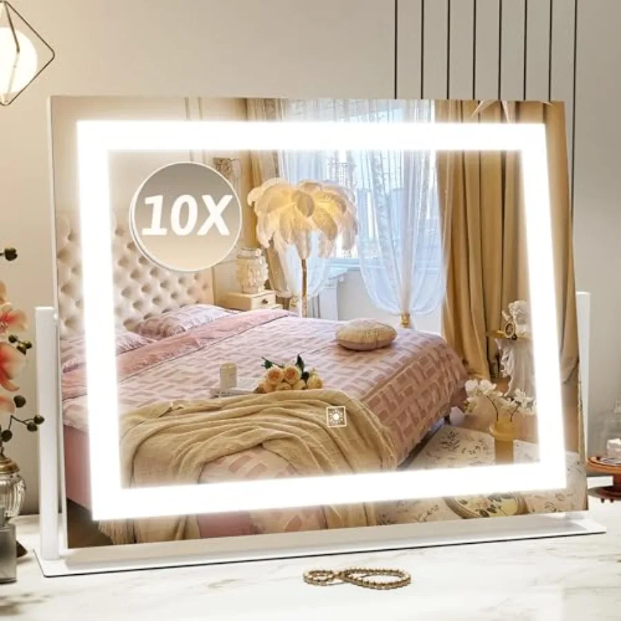 Vanity Mirror with Lights 22"x18" Lighted Makeup Mirror with 10X Magnification Smart Touch 3 Colors Dimmable 360° Rotation Wome
Vanity Mirror with Lights 22"x18" Lighted Makeup Mirror with 10X Magnification Smart Touch 3 Colors Dimmable 360° Rotation Wome