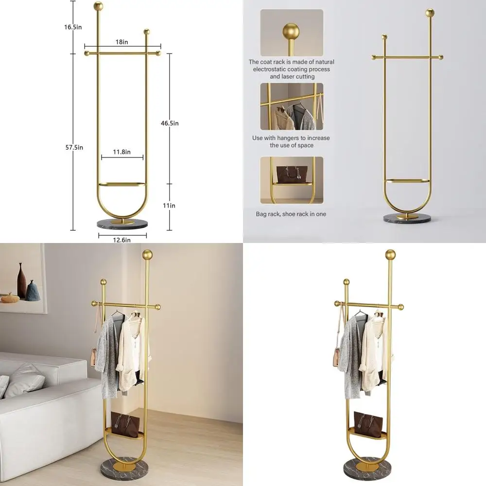 Металлическая вешалка для одежды с мраморным основанием: универсальный органайзер для спальни для хранения одежды и сумок
Металлическая вешалка для одежды с мраморным основанием: универсальный органайзер для спальни для хранения одежды и сумок