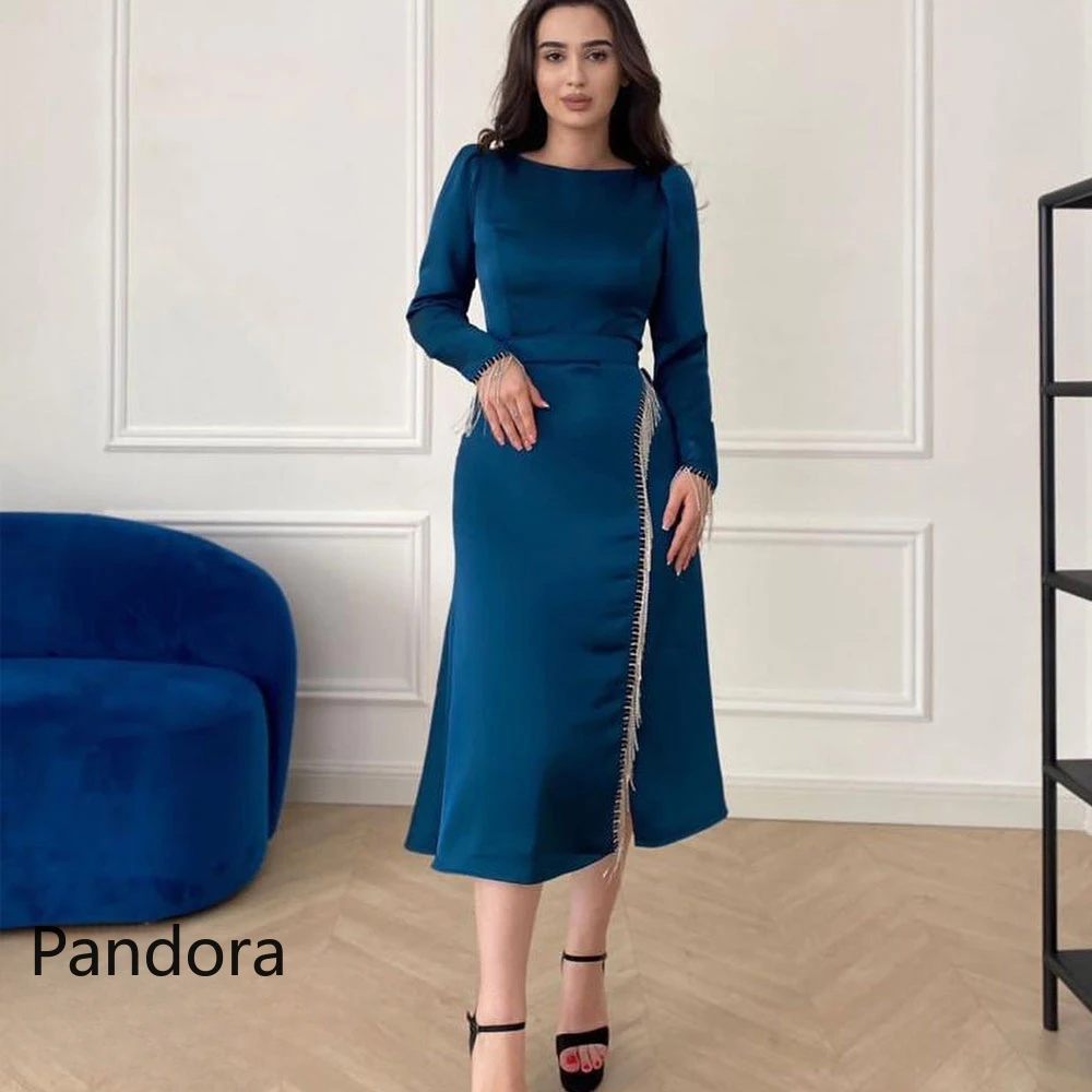 Pandora O Neck Dubai Prom Dress Long Sleeves Evening Dress With Tea Length Summer Women Wedding Party Gowns
Pandora O Neck Dubai Prom Dress Long Sleeves Evening Dress With Tea Length Summer Women Wedding Party Gowns
