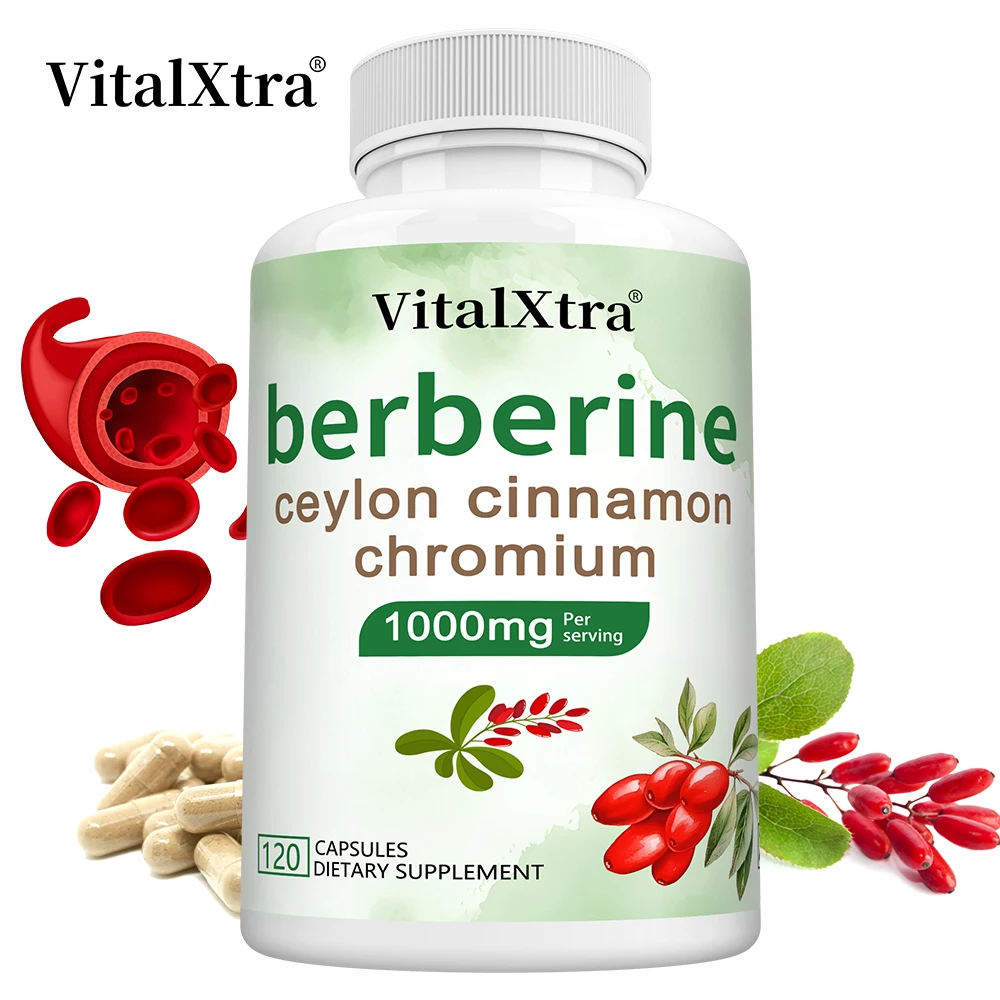 Berberine HCI with Ceylon Cinnamon Capsules - Cardiovascular and Digestive Health, Supports Immune System, Antioxidant
Berberine HCI with Ceylon Cinnamon Capsules - Cardiovascular and Digestive Health, Supports Immune System, Antioxidant