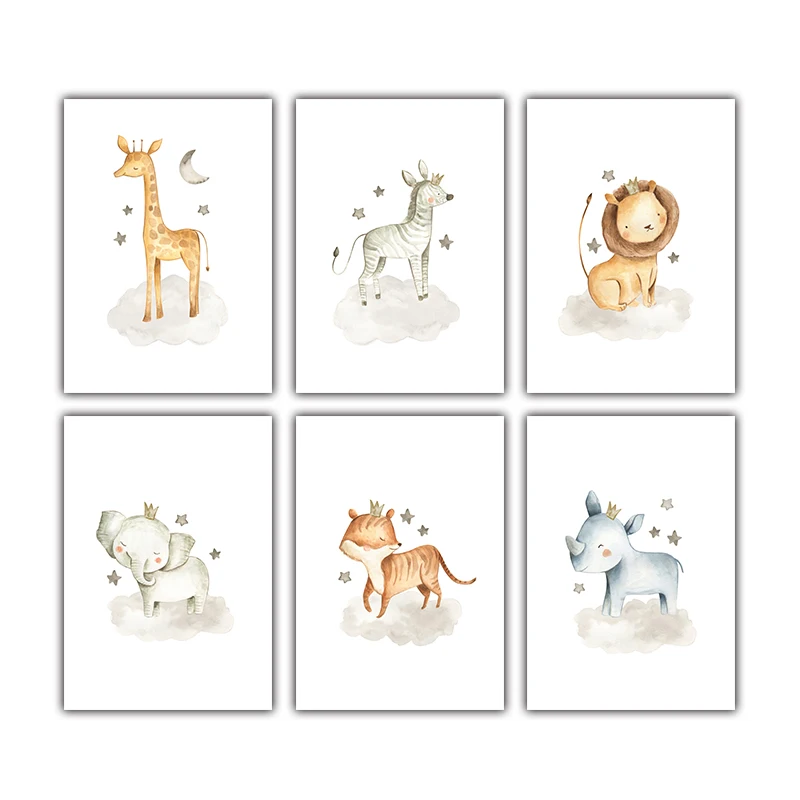 6Pcs/Set Cartoon Animals Such as Lions Elephants Giraffes Canvas Poster Art Picture Nordic Children's Rooms Nurserieshome Decor
6Pcs/Set Cartoon Animals Such as Lions Elephants Giraffes Canvas Poster Art Picture Nordic Children's Rooms Nurserieshome Decor