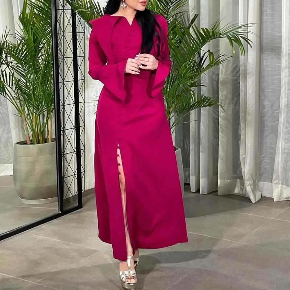 Customized A-Line Prom Dresses Ankle-Length V-Neck Full Sleeve Evening Gown Fashion Button Side Split Simple Draped Party Gown
Customized A-Line Prom Dresses Ankle-Length V-Neck Full Sleeve Evening Gown Fashion Button Side Split Simple Draped Party Gown