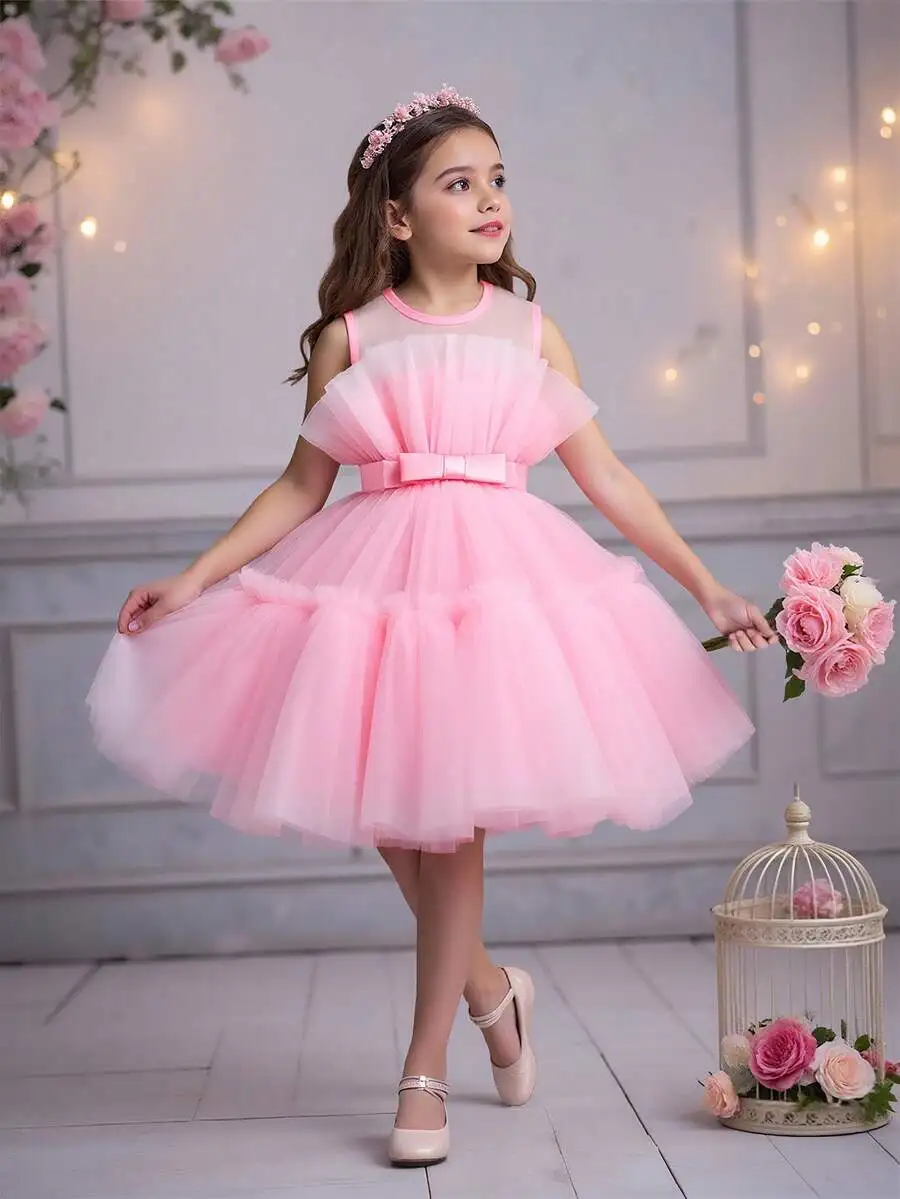 Pink Tulle Bow Decorated Elegant A-Line Evening Dress For Formal Occasions
Pink Tulle Bow Decorated Elegant A-Line Evening Dress For Formal Occasions