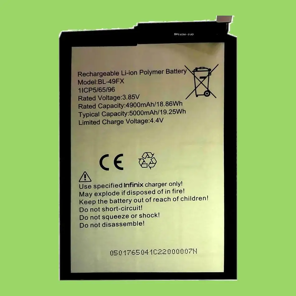 BL-49FX для Infinix Hot 8 9 X650 X650B X655 X656 Note 7 Lite Spark 5 Pro 5000 мАч аккумулятор для мобильного телефона надежное питание
BL-49FX для Infinix Hot 8 9 X650 X650B X655 X656 Note 7 Lite Spark 5 Pro 5000 мАч аккумулятор для мобильного телефона надежное питание