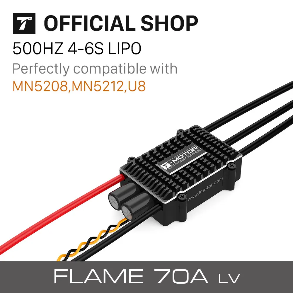 T-motor Tiger brushless motor FLAME 70A LV(4-6S 500HZ NO BEC) Special Designed For Multirotors
T-motor Tiger brushless motor FLAME 70A LV(4-6S 500HZ NO BEC) Special Designed For Multirotors