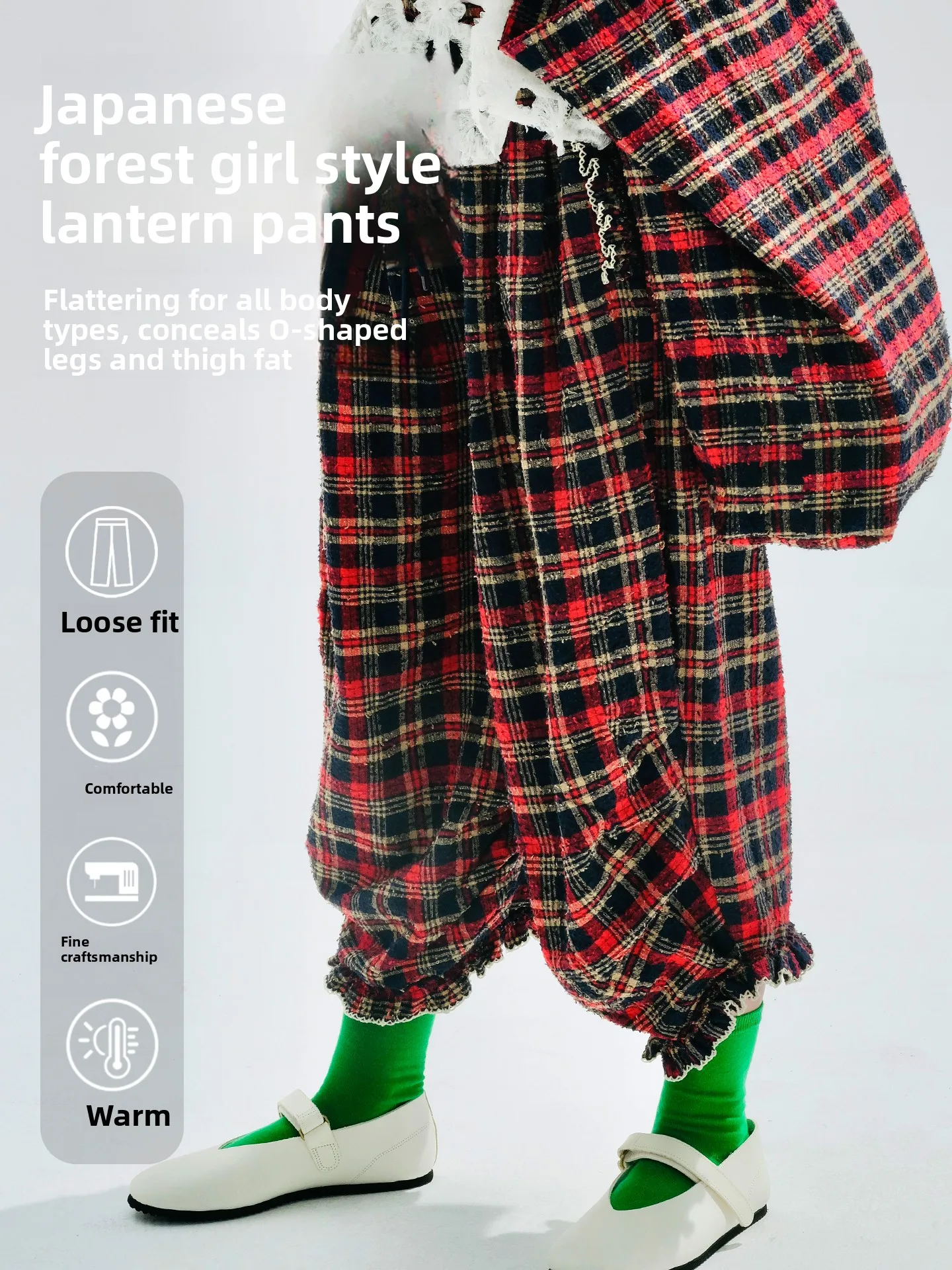 Artistic Plaid Pants with Wood ain s Casual High Waist Elastic Waist Texture Ruffle Bot Ladies Faion Autumn Winter...
Artistic Plaid Pants with Wood ain s Casual High Waist Elastic Waist Texture Ruffle Bot Ladies Faion Autumn Winter...