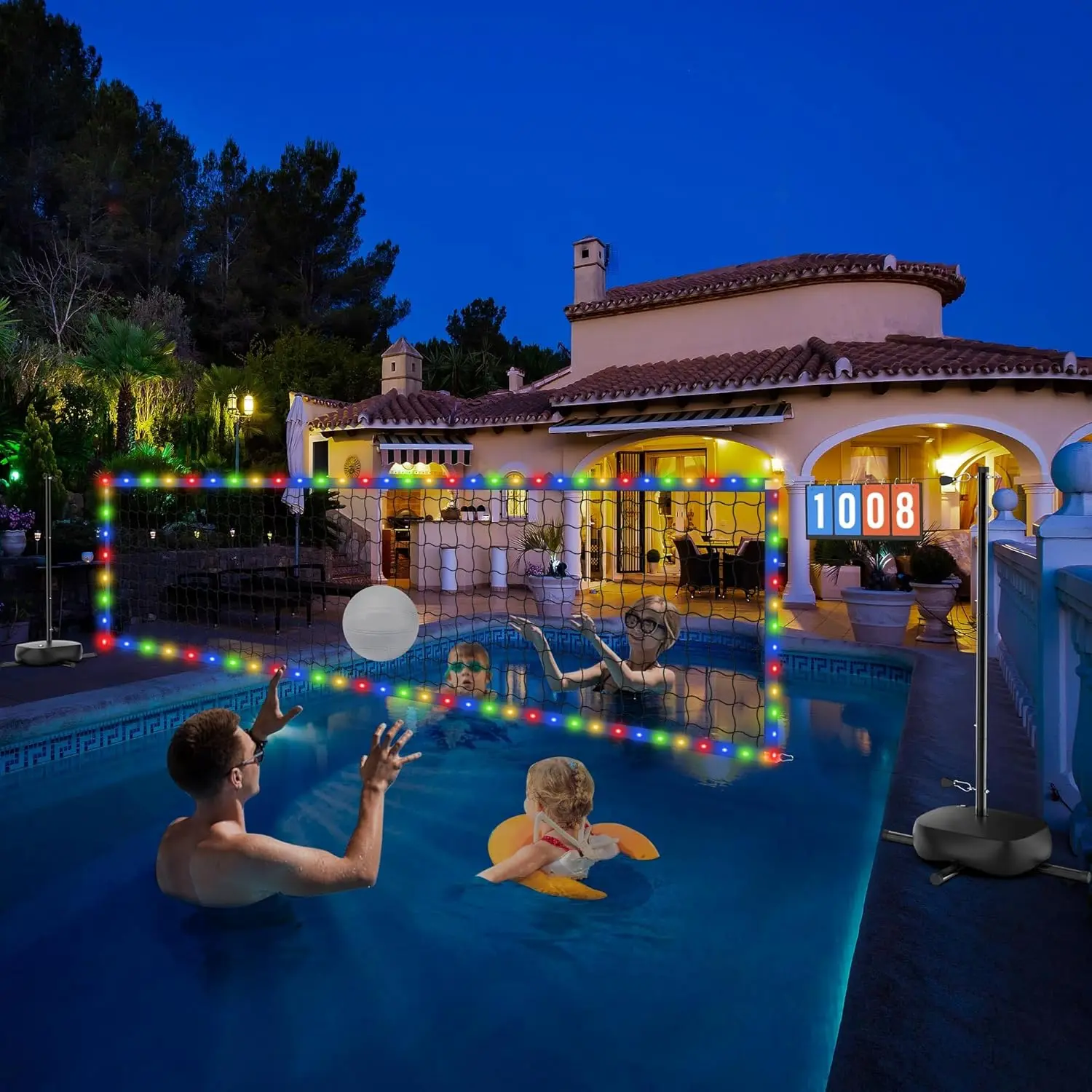 Adjustable Pool Volleyball Net 15-32ft with LED Lights, Scoreboard & 2 Balls
Adjustable Pool Volleyball Net 15-32ft with LED Lights, Scoreboard & 2 Balls
