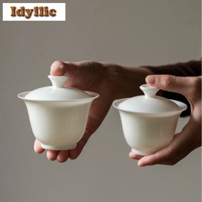 Sheep Fat Jade White Porcelain Gaiwan Handmade Tea Tureen Tea Bowl With Lid Kit Tea Maker Cover Bowl Chinese Tea Set Ornaments
Sheep Fat Jade White Porcelain Gaiwan Handmade Tea Tureen Tea Bowl With Lid Kit Tea Maker Cover Bowl Chinese Tea Set Ornaments