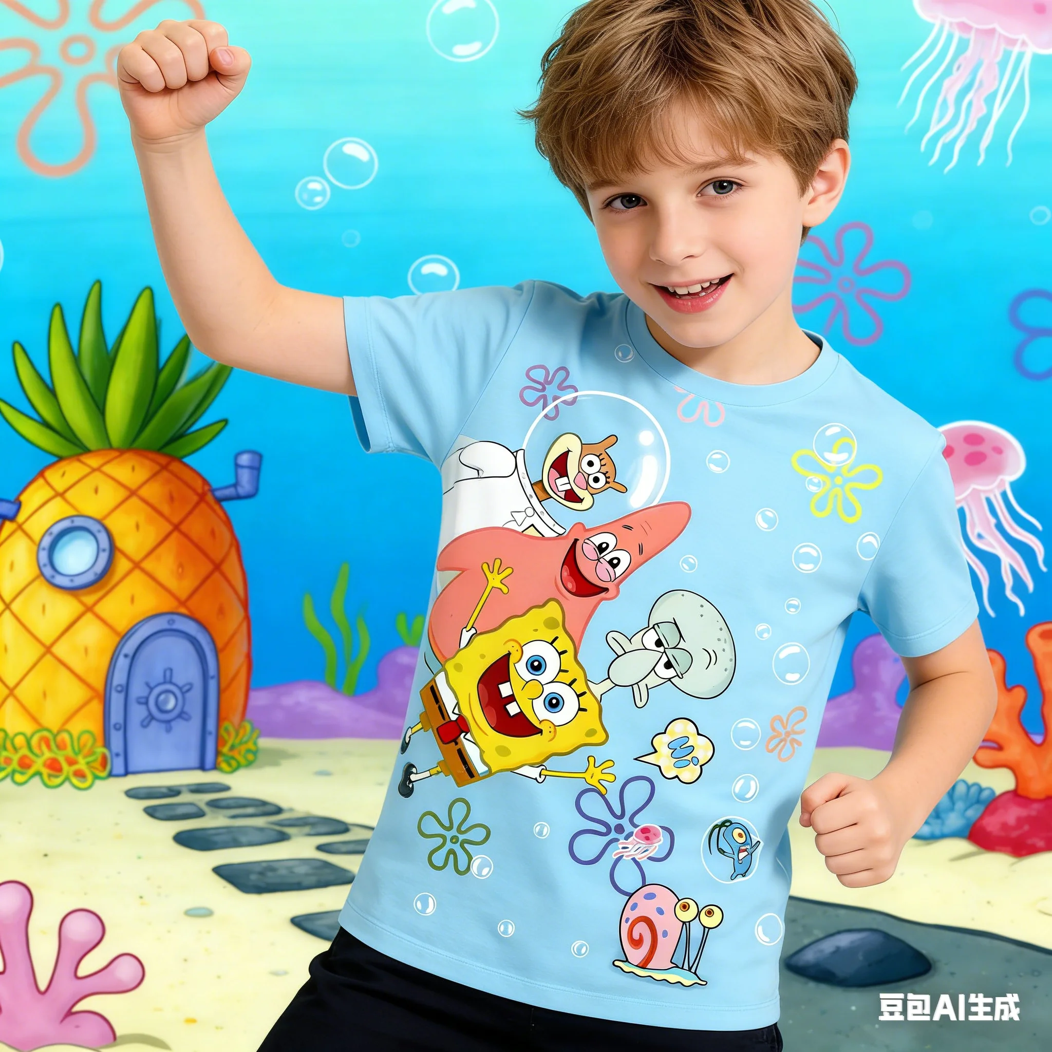 Детская футболка с принтом персонажей Спанч Боб, Патрик, Сэнди, Сквидвард, футболка с короткими рукавами для мальчиков и девочек, повседневные летние топы
Детская футболка с принтом персонажей Спанч Боб, Патрик, Сэнди, Сквидвард, футболка с короткими рукавами для мальчиков и девочек, повседневные летние топы