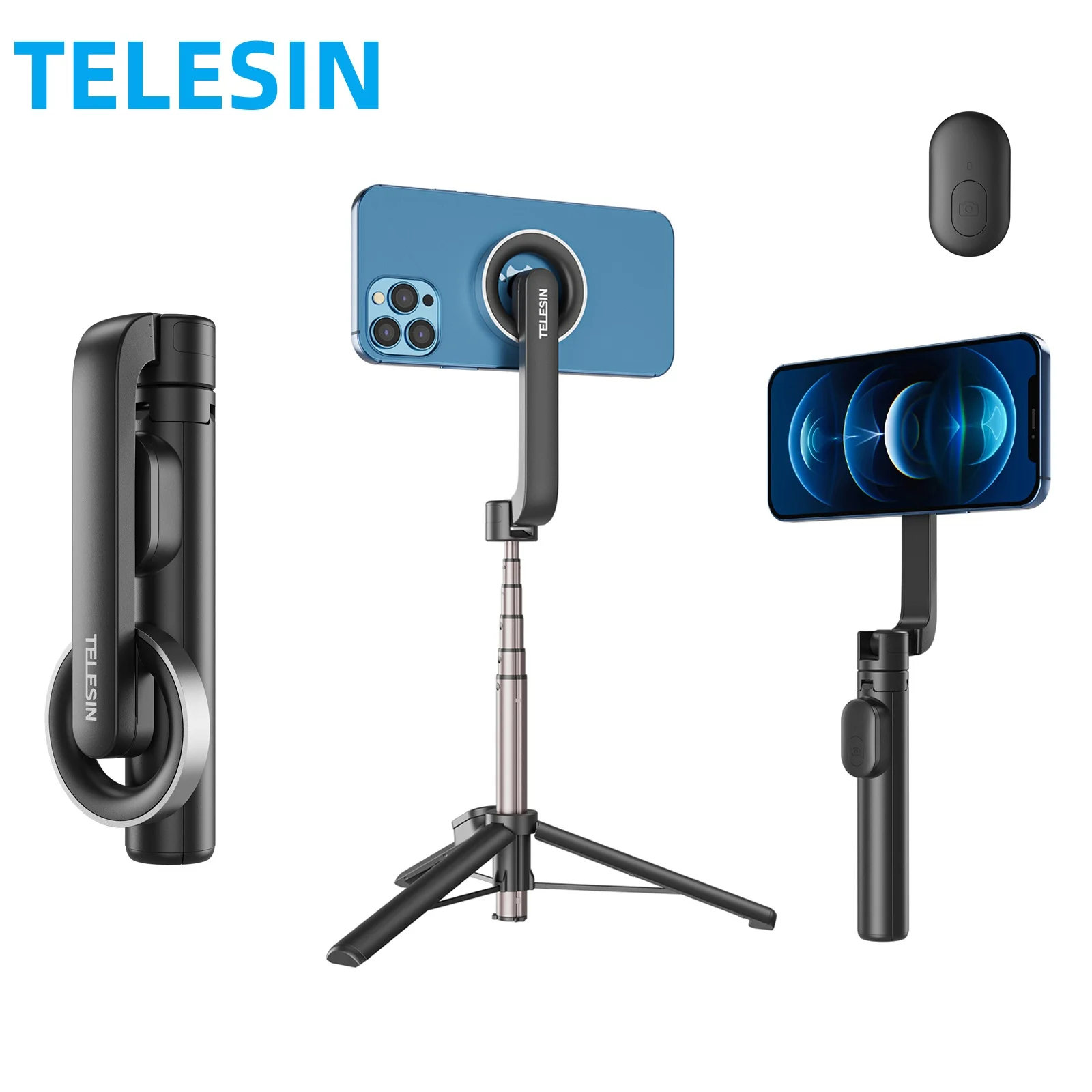 TELESIN 180° Tilt 360° Swivel 6.9cm Magnetic Selfie Stick Tripod with Remote Magnetic Cellphone Stand for iPhone14 13 12 Pro Max
TELESIN 180° Tilt 360° Swivel 6.9cm Magnetic Selfie Stick Tripod with Remote Magnetic Cellphone Stand for iPhone14 13 12 Pro Max