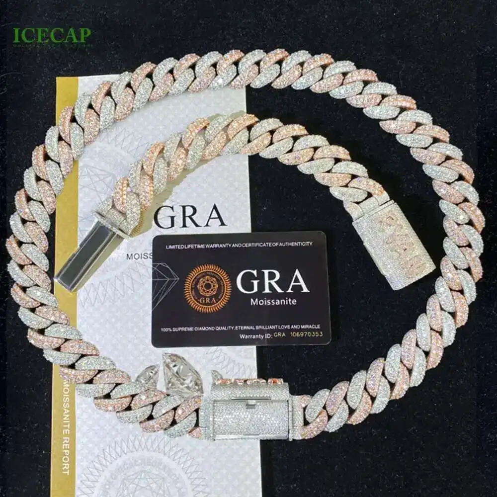 Custom Cuban Chain Necklace 925 Silver Vvs Moissanite 2 Tone Round Cut Diamond Personality Lock Catch Cuban Link Chain for Men
Custom Cuban Chain Necklace 925 Silver Vvs Moissanite 2 Tone Round Cut Diamond Personality Lock Catch Cuban Link Chain for Men