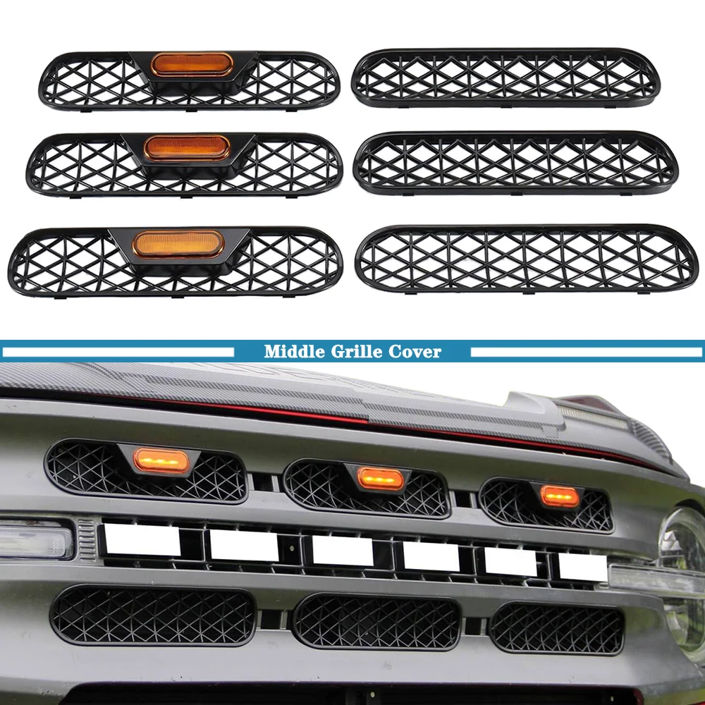 Передняя средняя решетка автомобиля, сетчатая защитная крышка со светодиодными фонарями для Ford Bronco 2021 2022 2023 2024, внешние аксессуары
Передняя средняя решетка автомобиля, сетчатая защитная крышка со светодиодными фонарями для Ford Bronco 2021 2022 2023 2024, внешние аксессуары