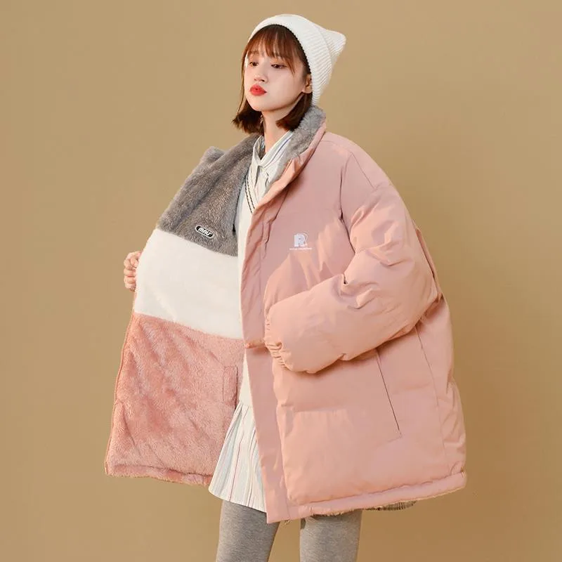 Женская двусторонняя хлопковая куртка с утеплением из овечьего флиса, свободного кроя, в корейском стиле
Женская двусторонняя хлопковая куртка с утеплением из овечьего флиса, свободного кроя, в корейском стиле