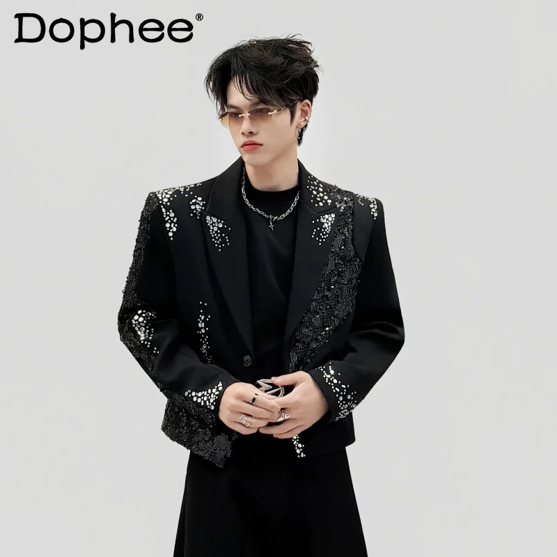 Men's 2026 Summer New High-end Shiny Hot Diamond Sequined Blazers Men's Handsome Trend Suit Jackets Long-sleeve Gorgeous Blazers
Men's 2026 Summer New High-end Shiny Hot Diamond Sequined Blazers Men's Handsome Trend Suit Jackets Long-sleeve Gorgeous Blazers