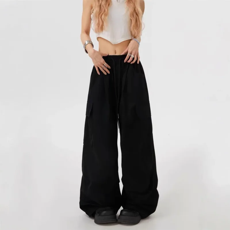 Women Casual Cargo Pant Solid Low Waist Drawstring Big Pockets Wide Leg Baggy Trousers Female Y2K Streetwear Oversize Sweatpants
Women Casual Cargo Pant Solid Low Waist Drawstring Big Pockets Wide Leg Baggy Trousers Female Y2K Streetwear Oversize Sweatpants