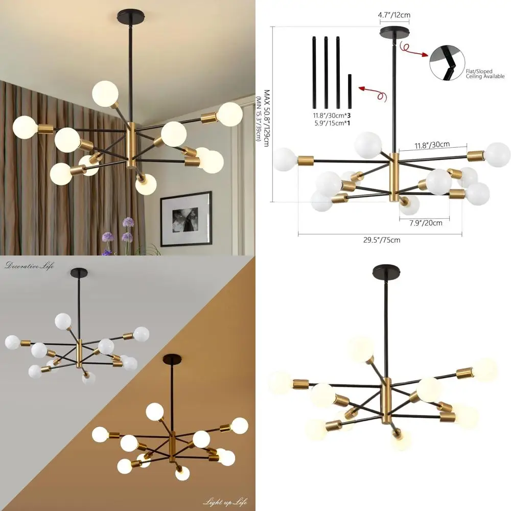 Подвесной светильник-спутник на 10 ламп с регулируемой высотой, черно-золотой, для кухни, столовой и гостиной
Подвесной светильник-спутник на 10 ламп с регулируемой высотой, черно-золотой, для кухни, столовой и гостиной