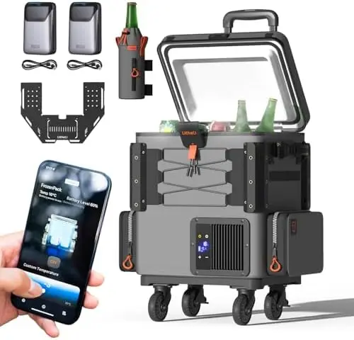 FrozenPack Wild 12V Car Refrigerator & Portable Electric Cooler with Cup Holder and Tabletop, 20L/21QT with 2 U20
FrozenPack Wild 12V Car Refrigerator & Portable Electric Cooler with Cup Holder and Tabletop, 20L/21QT with 2 U20