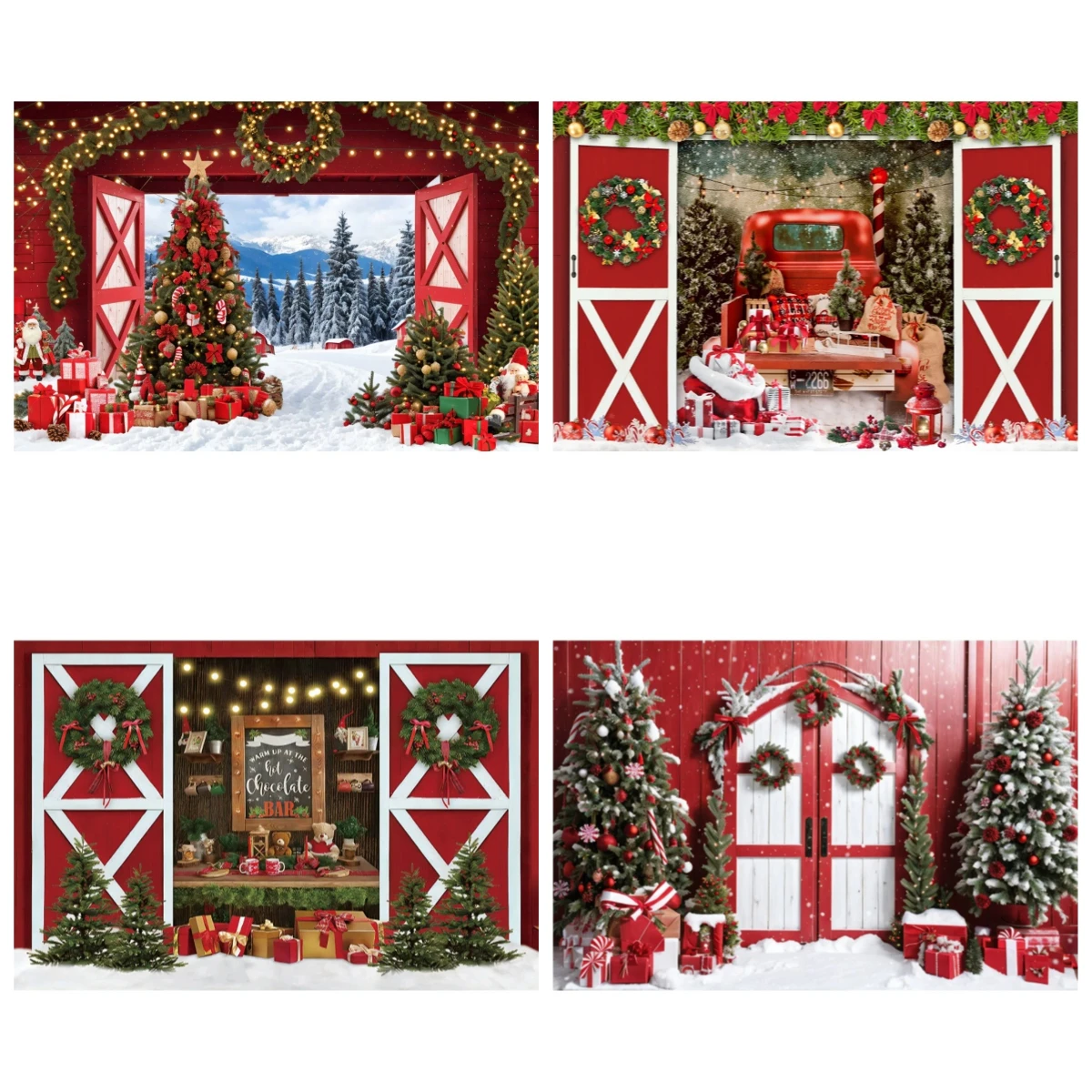 Christmas Backdrop Red Barn Door Xmas Tree Gift Winter Snow Kids Portrait Family Party Decor Photography Background Photo Studio
Christmas Backdrop Red Barn Door Xmas Tree Gift Winter Snow Kids Portrait Family Party Decor Photography Background Photo Studio