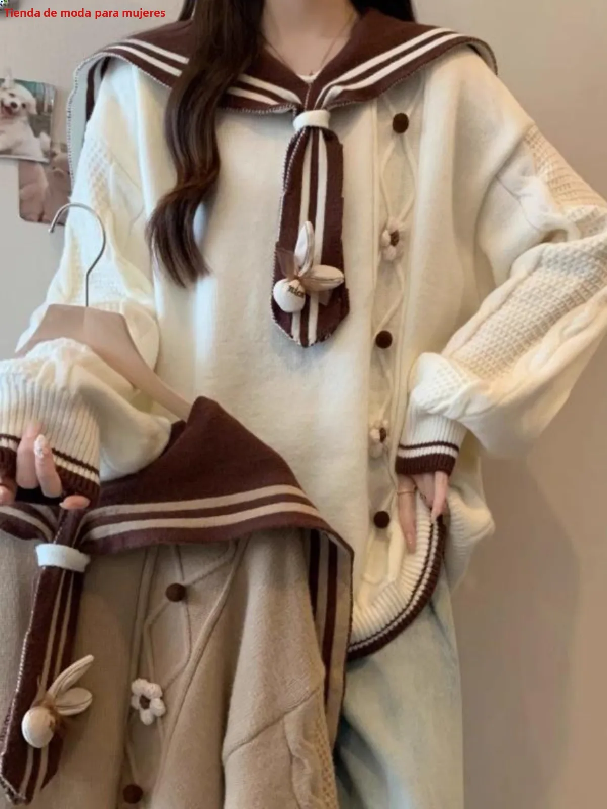 Stylish Knitted Mid-Length Navy Collar Sweater Trendy Loose Fit Autumn Winter New Arrival Age-Defying Meat-Covering College S...
Stylish Knitted Mid-Length Navy Collar Sweater Trendy Loose Fit Autumn Winter New Arrival Age-Defying Meat-Covering College S...