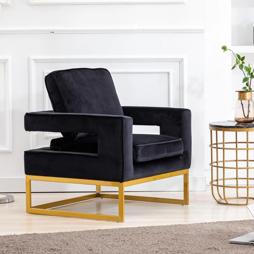 Modern Accent Chair, Velvet holstered Side Chair with Backrest, Comfy Armchair Side Chair with Golden Metal Base for Living R
Modern Accent Chair, Velvet holstered Side Chair with Backrest, Comfy Armchair Side Chair with Golden Metal Base for Living R