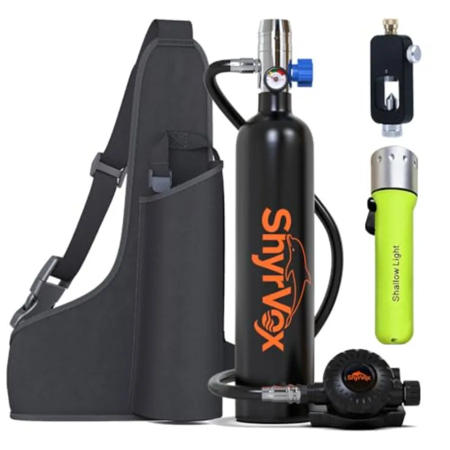 Snorkeling pool training emergency use: 1L mini scuba tank, aluminum alloy, black, 3000 PSI, 15-20 min dive time
Snorkeling pool training emergency use: 1L mini scuba tank, aluminum alloy, black, 3000 PSI, 15-20 min dive time