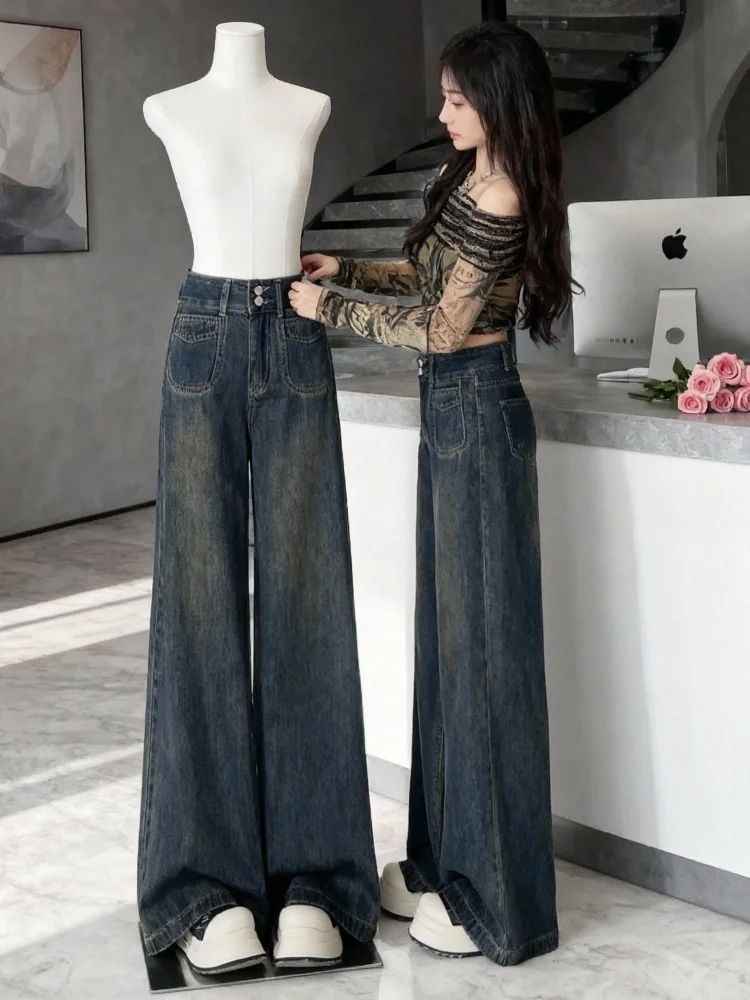 Loose Wide Leg Denim Jeans High Waist Straight Cut Lazy Style Women's Premium Casual Wear Resistant Trousers for plus Size
Loose Wide Leg Denim Jeans High Waist Straight Cut Lazy Style Women's Premium Casual Wear Resistant Trousers for plus Size
