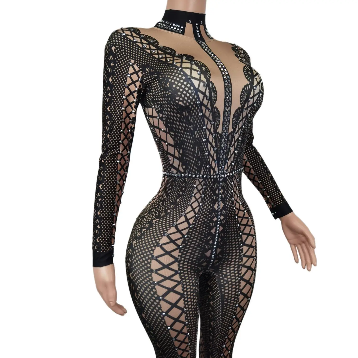 Fashion Women Bar Sexy Dance Black Tight Fitting Jumpsuit Nightclub Stage Performance Printed Jumpsuit Event Party Sexy Outfut
Fashion Women Bar Sexy Dance Black Tight Fitting Jumpsuit Nightclub Stage Performance Printed Jumpsuit Event Party Sexy Outfut
