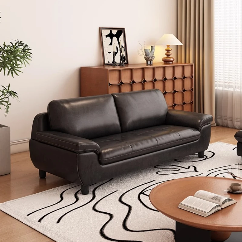 Double small apartment leather sofa living room retro style three-person first-layer cowhide sofa straight row
Double small apartment leather sofa living room retro style three-person first-layer cowhide sofa straight row