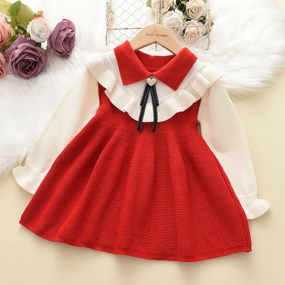 Kids Dresses for Girls Autumn and Winter Love Bow Splicing Knitted Princess Dress Red New Year's and Christmas Costumes
Kids Dresses for Girls Autumn and Winter Love Bow Splicing Knitted Princess Dress Red New Year's and Christmas Costumes