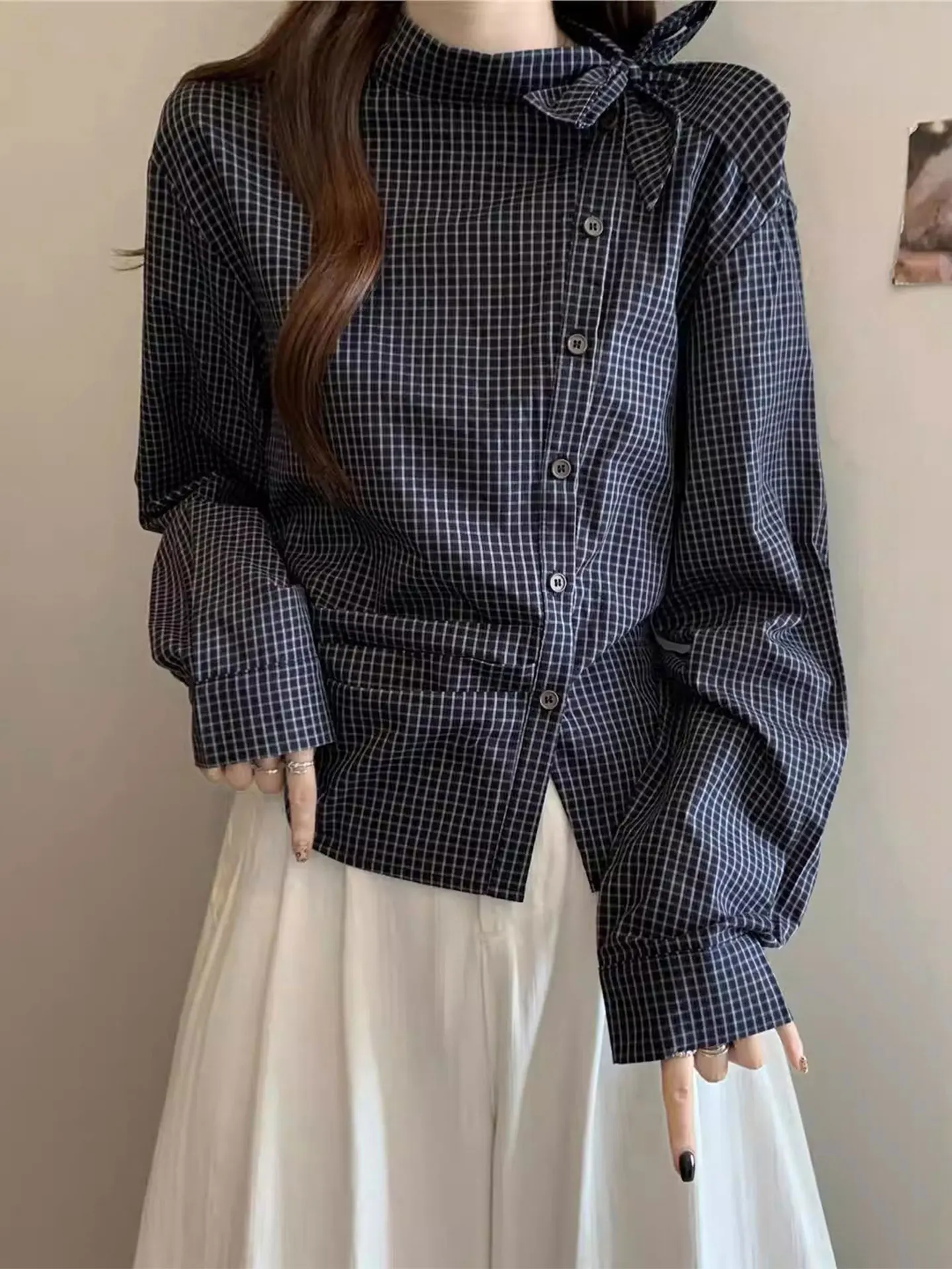 Casual Sle Plaid Long Sve irt Women's plus Size Spring 2026 Waist-Cinching Gingham Design Irregular Pleated Top
Casual Sle Plaid Long Sve irt Women's plus Size Spring 2026 Waist-Cinching Gingham Design Irregular Pleated Top