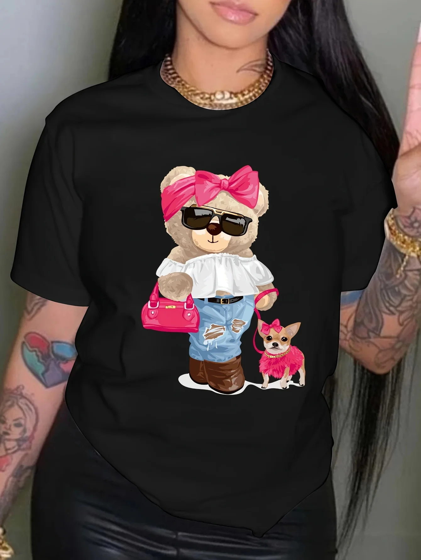 Round Neck Casual Fashion Cute Cool Little Bear Pattern Print Sleeve Summer Short Sleeved Harajuku Streetwear Tops Tees
Round Neck Casual Fashion Cute Cool Little Bear Pattern Print Sleeve Summer Short Sleeved Harajuku Streetwear Tops Tees