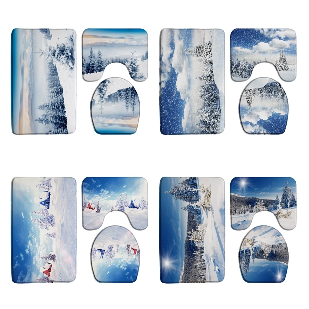 3Pcs Landscape Bath Mat Set Winter Snowy Scenery Blue Sky Xmas Tree Flannel Carpet Home Bathroom Decor Door Rug Toilet Lid Cover
3Pcs Landscape Bath Mat Set Winter Snowy Scenery Blue Sky Xmas Tree Flannel Carpet Home Bathroom Decor Door Rug Toilet Lid Cover