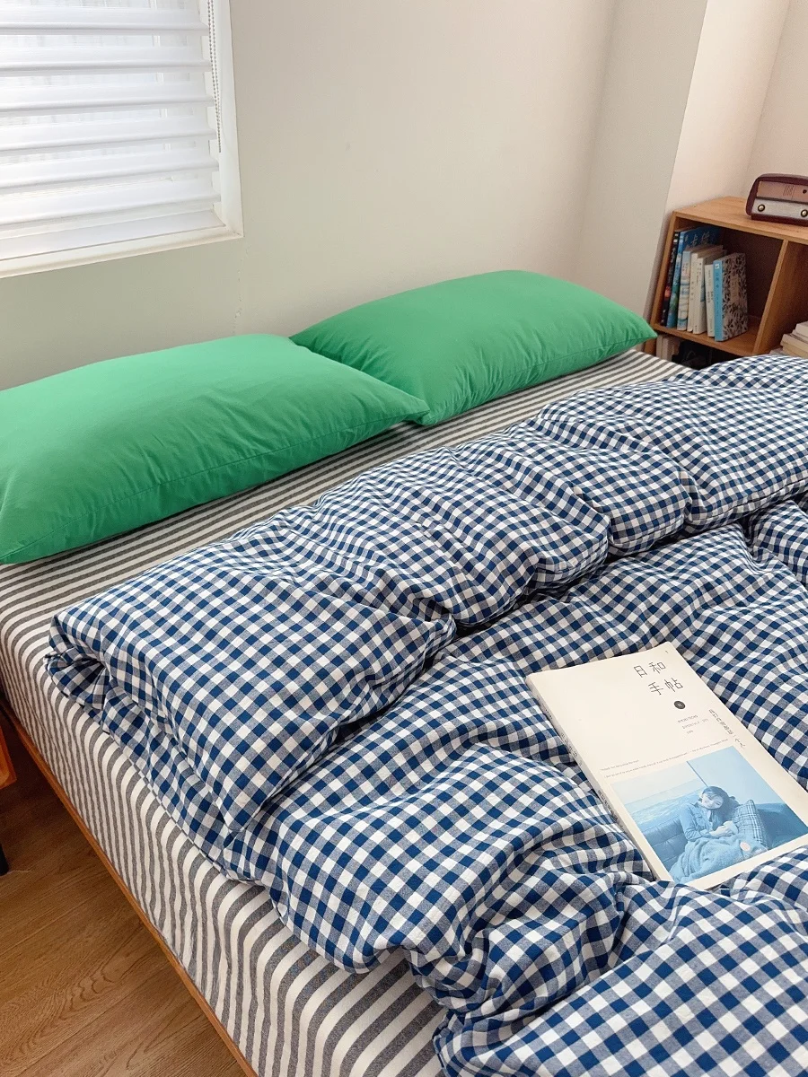 Japanese Style Simple Grid Pure Cotton Four-Piece Set Color Woven Retro Washed Mixed Bedding Quilt Coverlet Bed Canopy
Japanese Style Simple Grid Pure Cotton Four-Piece Set Color Woven Retro Washed Mixed Bedding Quilt Coverlet Bed Canopy