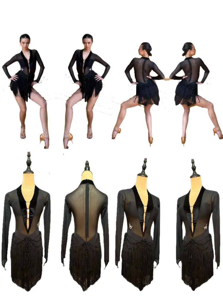 MZDance Ladies Latin Dance Tassel Skirt Deep V Mesh Bead Decor for Rumba, Cha-Cha, Samba Practice, Performance & Competition
MZDance Ladies Latin Dance Tassel Skirt Deep V Mesh Bead Decor for Rumba, Cha-Cha, Samba Practice, Performance & Competition