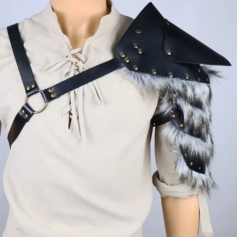 Medieval Fur Cape Shawl Roman Gladiator Leather Shoulder Armor Viking Knight Warrior Pauldrons Renaissance Cosplay Costume
Medieval Fur Cape Shawl Roman Gladiator Leather Shoulder Armor Viking Knight Warrior Pauldrons Renaissance Cosplay Costume
