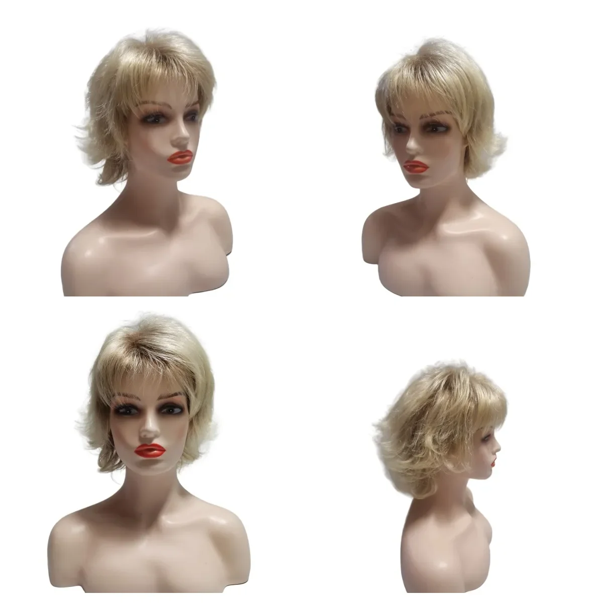 Women's short blonde midlife wigs naturally loose elf cut light blonde hair upturned
Women's short blonde midlife wigs naturally loose elf cut light blonde hair upturned