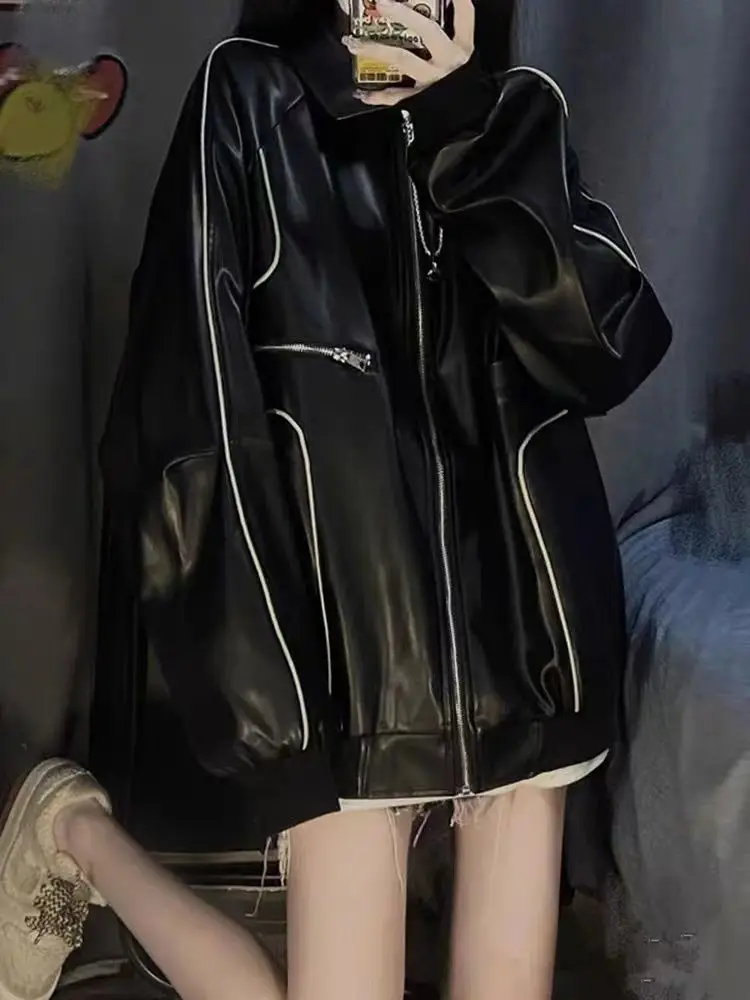 American Street Vintage Moto&Biker PU Leather Jacket Autumn Fashion Trend All-match Top Y2k Streetwear Punk Black Coat Women
American Street Vintage Moto&Biker PU Leather Jacket Autumn Fashion Trend All-match Top Y2k Streetwear Punk Black Coat Women