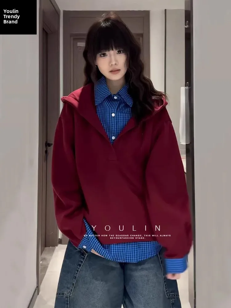 American Sle Plaid irt Collar Hoodie Men's Spring High End Hard Heavy Couple's Outerwear Double Layer Design Long Sve
American Sle Plaid irt Collar Hoodie Men's Spring High End Hard Heavy Couple's Outerwear Double Layer Design Long Sve