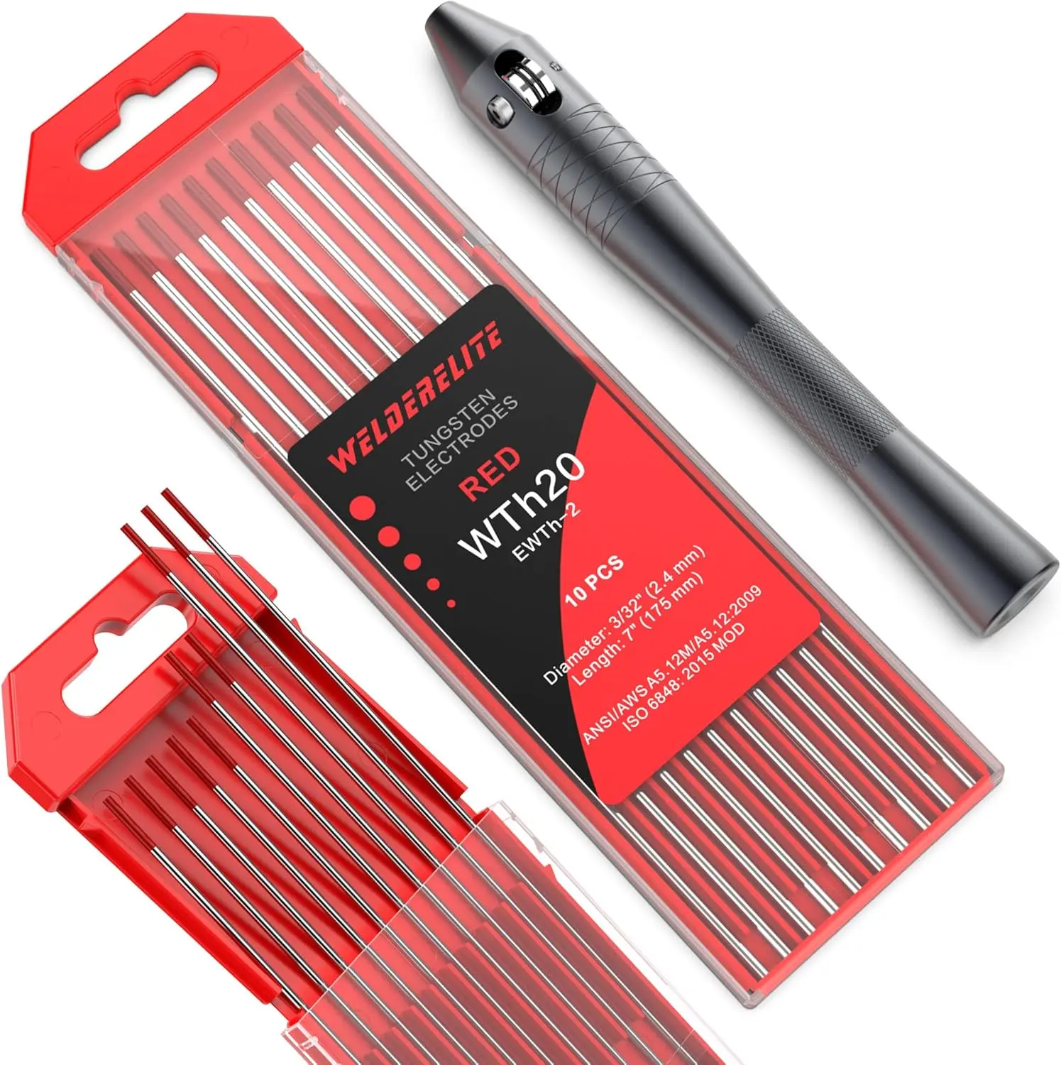TIG Wire Feeder Pen with 3/32'' × 7'' Red Tungsten Electrodes (10 Pack) for DC TIG Welding on Steel & Stainless Steel
TIG Wire Feeder Pen with 3/32'' × 7'' Red Tungsten Electrodes (10 Pack) for DC TIG Welding on Steel & Stainless Steel