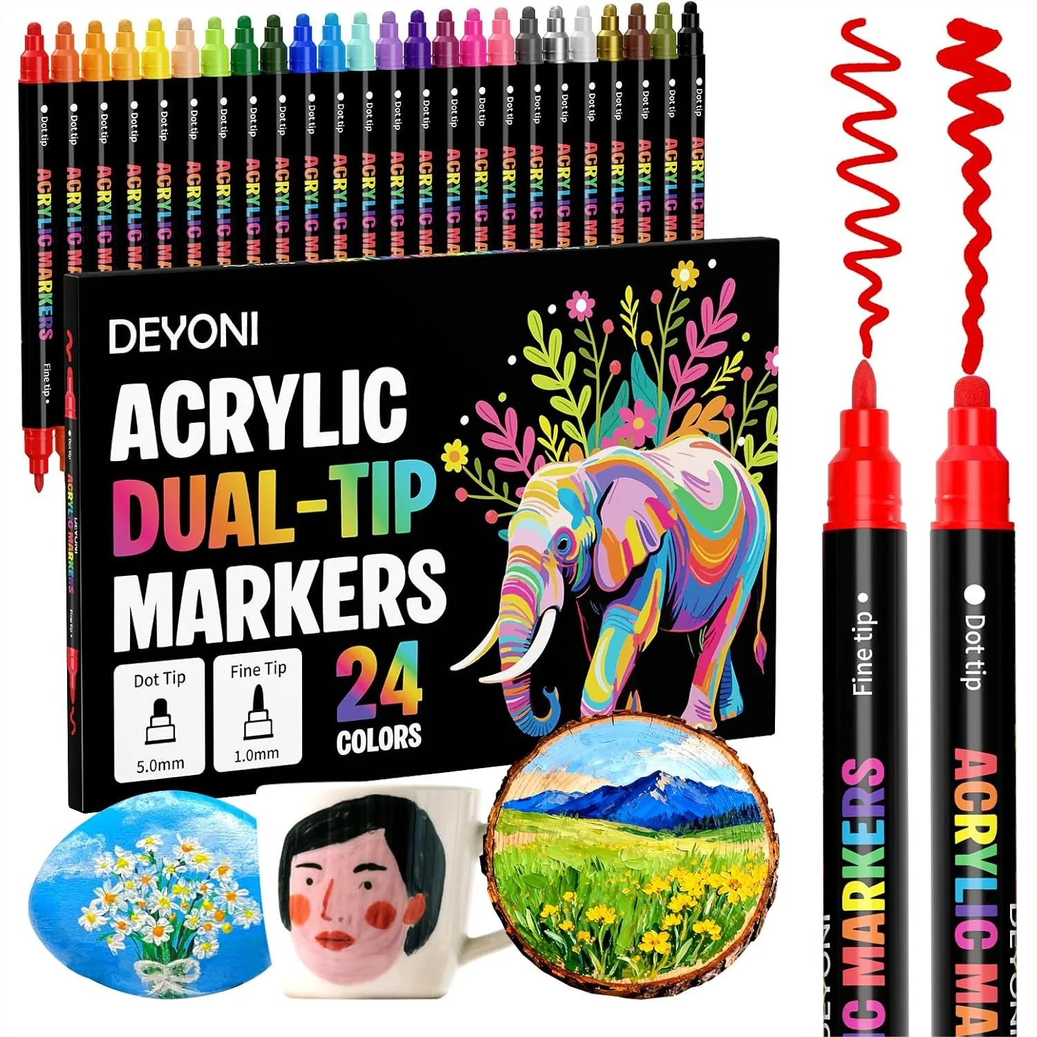 24 Colors Acrylic Paint Markers Dual Tip For Rock Fabric Wood Glass Craft Decoration Adult DIY Art Supplies
24 Colors Acrylic Paint Markers Dual Tip For Rock Fabric Wood Glass Craft Decoration Adult DIY Art Supplies