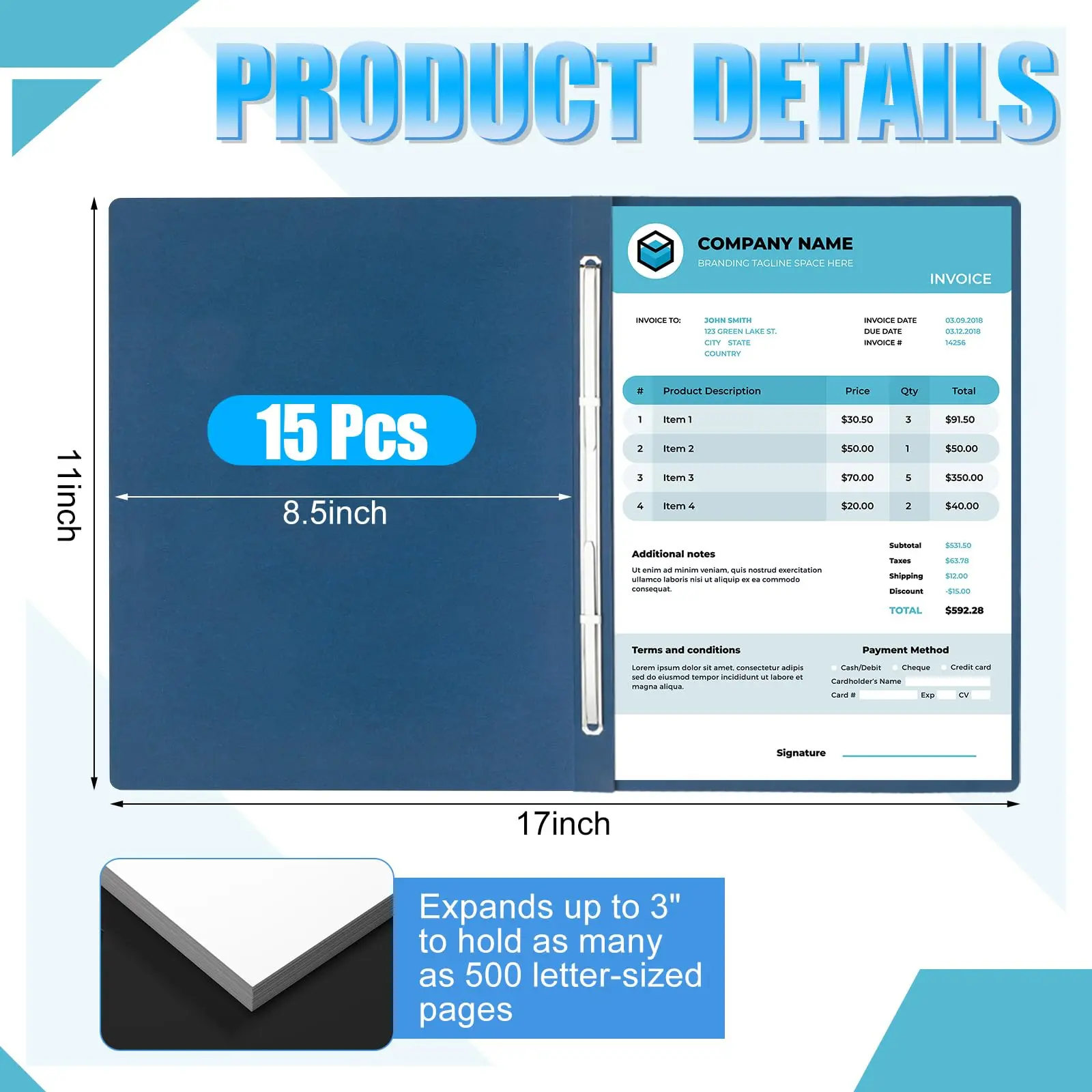 15 Pack Pressboard Report Covers with Prong Fastener, 3" Capacity for Binding Proposals, Letter Size for Office School
15 Pack Pressboard Report Covers with Prong Fastener, 3" Capacity for Binding Proposals, Letter Size for Office School