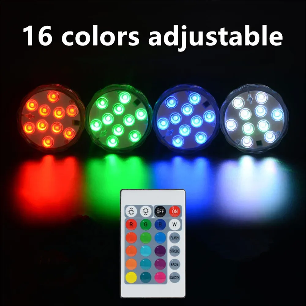 10 LED Submersible Lights RGB Underwater Lights Aquarium Lamp for Fountain Pond Pool Vase Wedding Christmas Decor Pool Lights
10 LED Submersible Lights RGB Underwater Lights Aquarium Lamp for Fountain Pond Pool Vase Wedding Christmas Decor Pool Lights