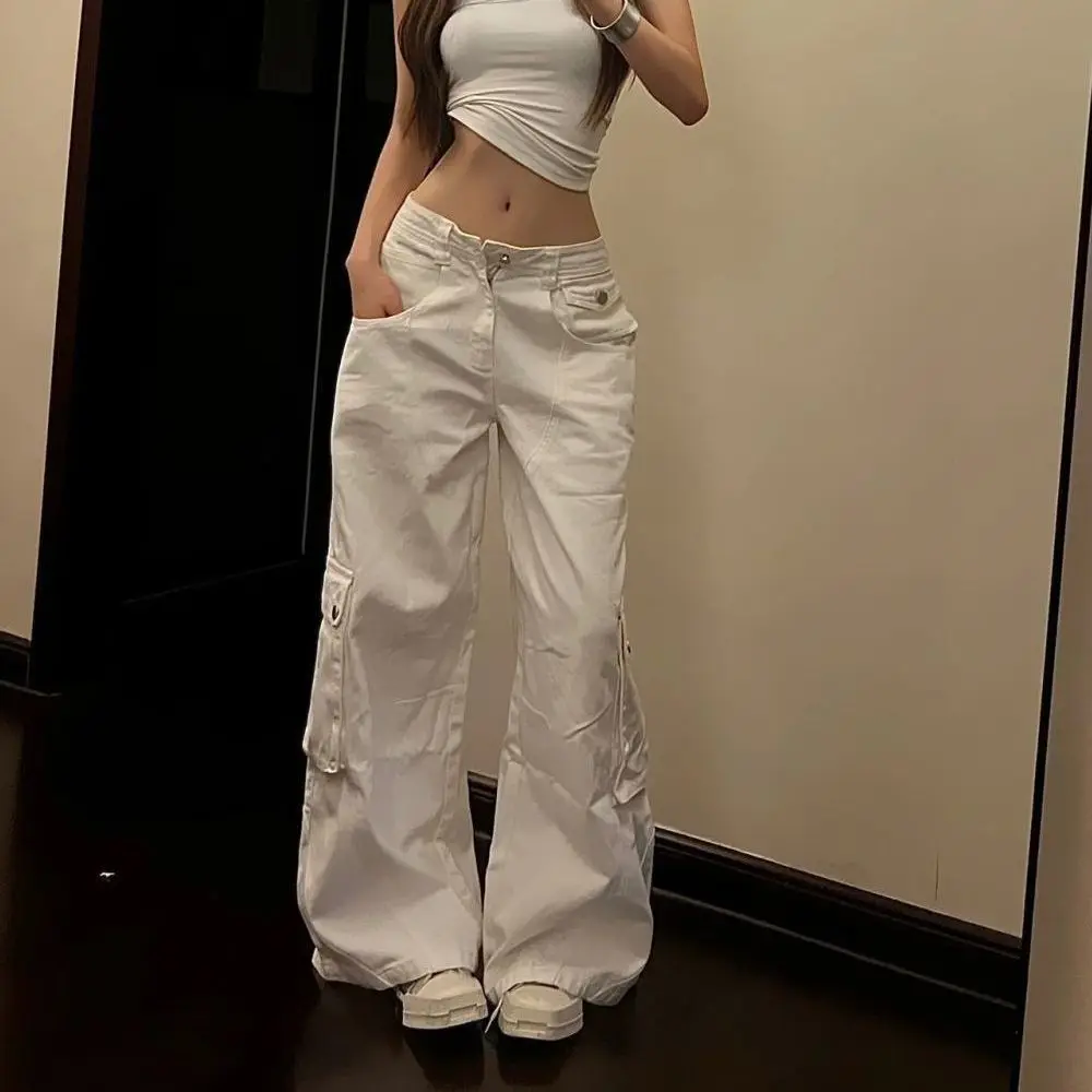 Multi-pocket White Cargo Jeans for Women's Summer Low Waist Loose Wide Leg Versatile Casual Trousers Y2k Sweatpants Baggy Pants
Multi-pocket White Cargo Jeans for Women's Summer Low Waist Loose Wide Leg Versatile Casual Trousers Y2k Sweatpants Baggy Pants
