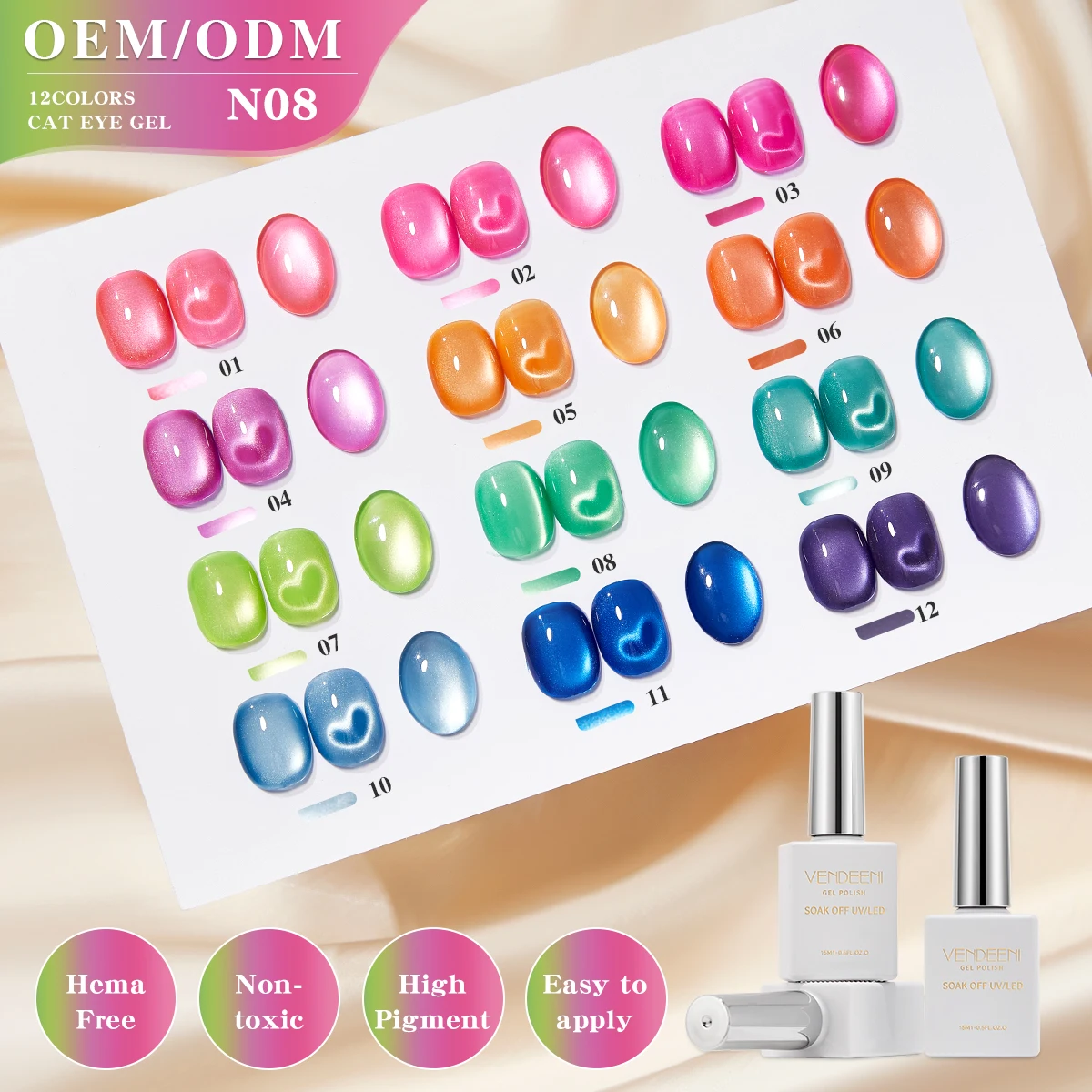 Vendeeni Wholesale 12 Color Light Cat Eye Gel Polish Kit Nail Art Non-toxic 15ml Sparkling Glass Varnish Cat Eye Nail Gel Polish
Vendeeni Wholesale 12 Color Light Cat Eye Gel Polish Kit Nail Art Non-toxic 15ml Sparkling Glass Varnish Cat Eye Nail Gel Polish