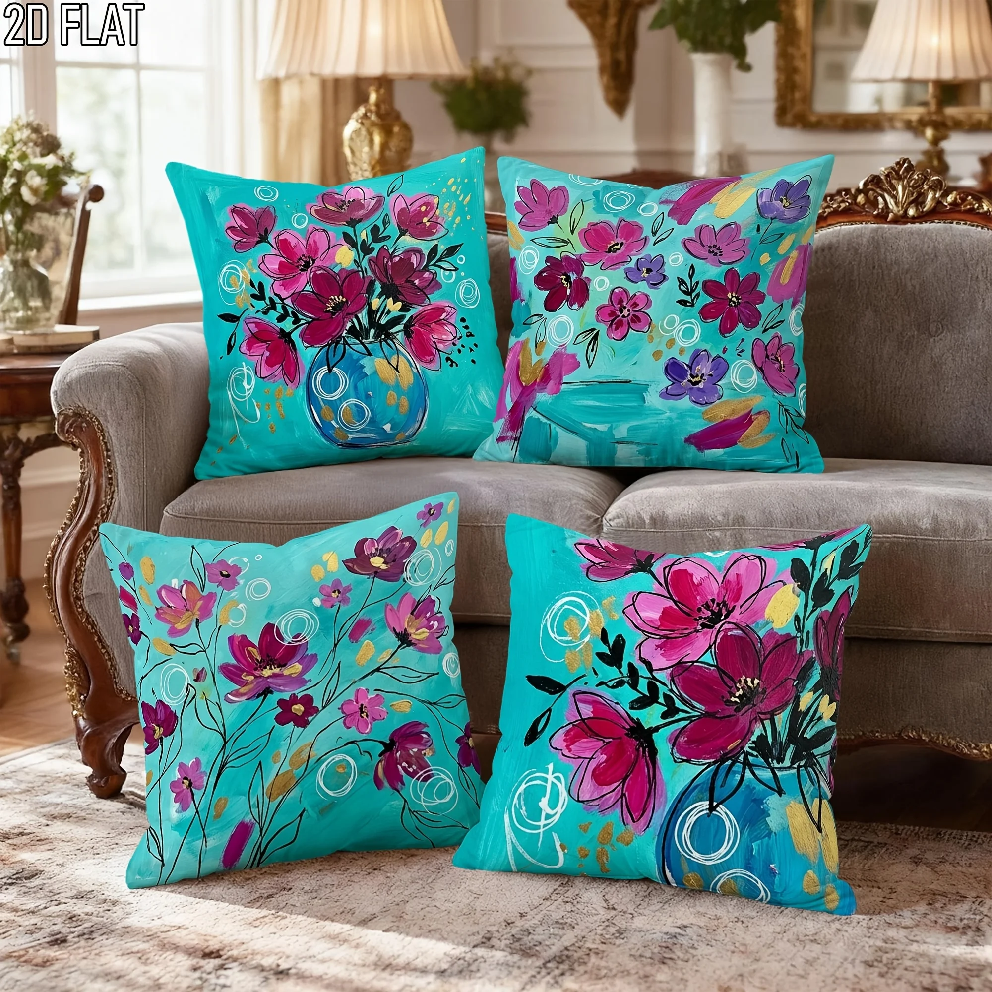 4PCS Artistic Floral Throw Pillow Covers Suitable for outdoor farmhouse balcony decoration cushion cover without pillow core
4PCS Artistic Floral Throw Pillow Covers Suitable for outdoor farmhouse balcony decoration cushion cover without pillow core
